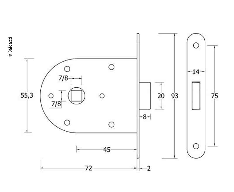 Load image into Gallery viewer, Einbau-Schloss versenkt 53434
