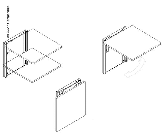 Tavolo pieghevole da parete per furgoni, 600x460 mm 57003