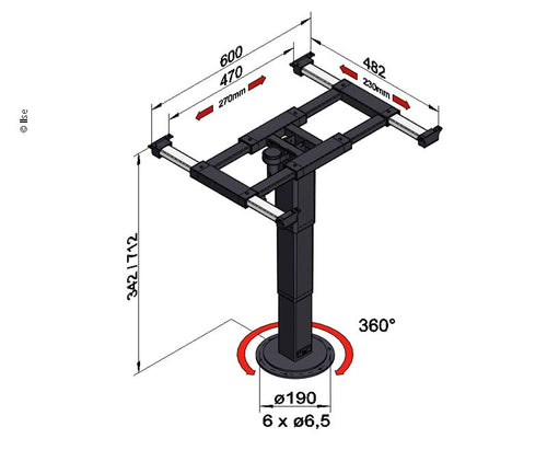 Telaio di sollevamento con torsione e spostamento 342-712mm 57124