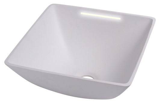 Lavabo design quadrato bianco, dimensioni: 290x290mm H135mm con illuminazione a 640531