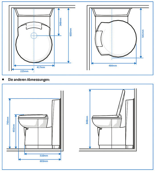 Carica immagine in Galleria Viewer, Toilette a cassetta C262-CWE, scarico elettrico, plastica bianca 67108
