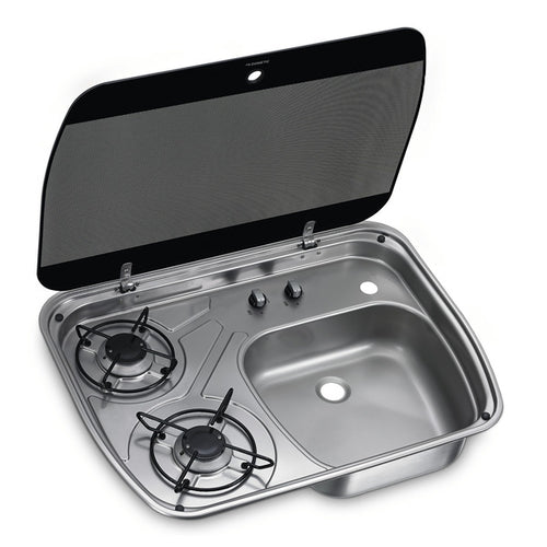 Combinazione lavello/cucina con copertura in vetro Acciaio inox 600x445 mm, HSG2 70448