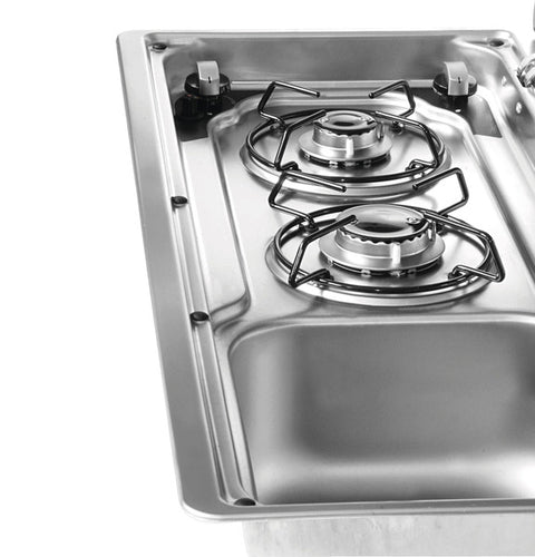 Combinazione fornello/lavandino con copertura in vetro in 2 parti 70498