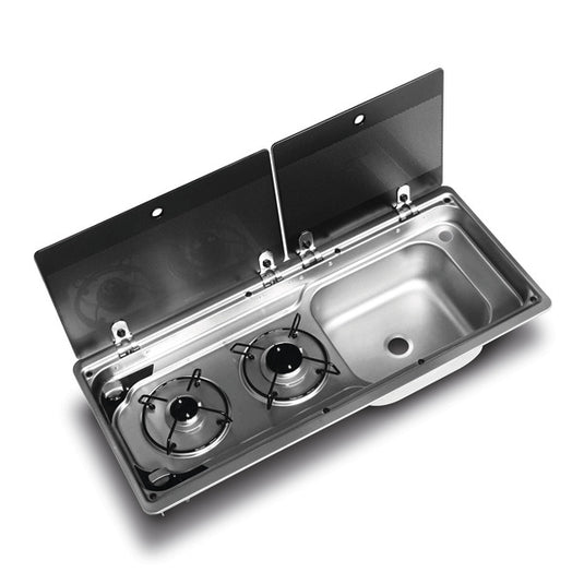 Combinazione fornello/lavandino con copertura in vetro in 2 parti 70498