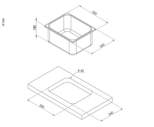 Lavello da incasso in acciaio inox 26 x 32 x 15cm 705100