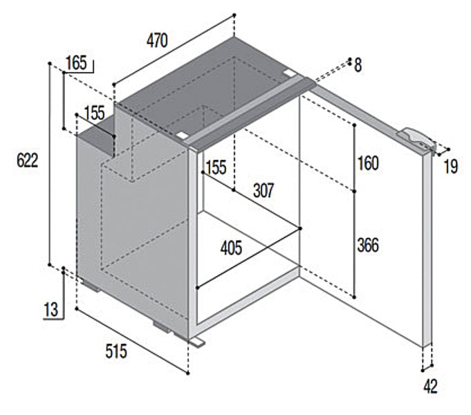 Carica immagine in Galleria Viewer, Frigorifero a compressore Vitrifrigo 90 l + 9 l, grigio, 45 W 71431
