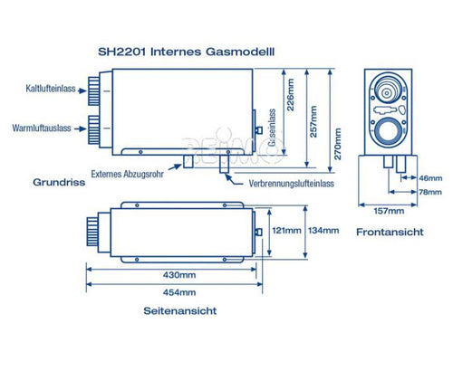 Riscaldamento a gas per installazione Webasto 2KW 73340