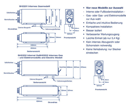 Riscaldamento a gas/elettrico per installazione Webasto 12V 2KW 73341