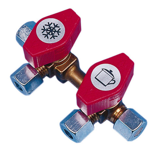 Blocco valvole gas VK2, 2x ingresso 8 mm, 2 valvole di intercettazione 75293