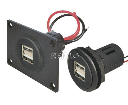 Presa USB 12/5V con doppia USB 2x2.5A con piastra di montaggio 811761