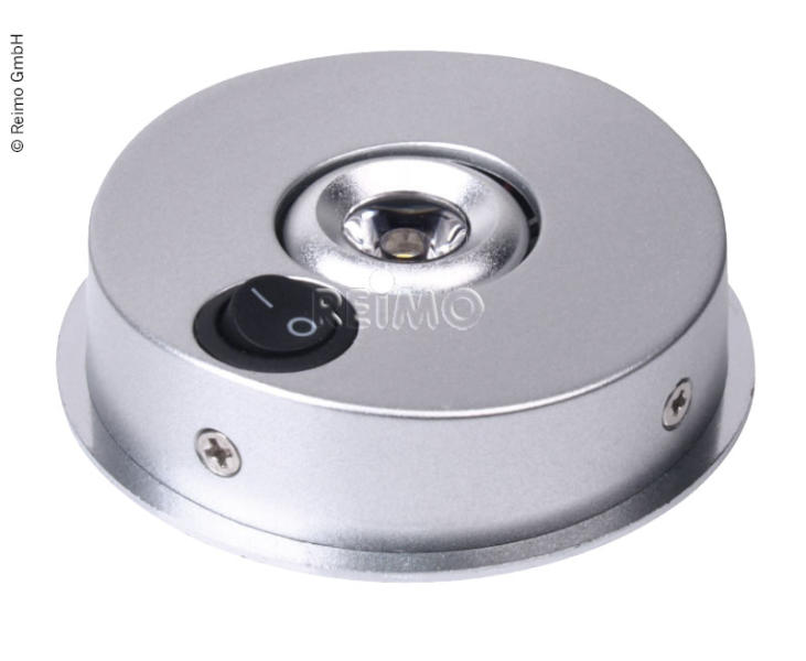 Load image into Gallery viewer, Luce di lettura a LED 12V Mini con interruttore argento, 1W, 80lm 1SMD, Ø75mm 83530
