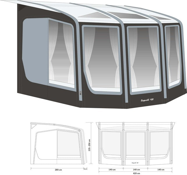 Carica immagine in Galleria Viewer, Tenda parziale gonfiabile, molto spaziosa per roulotte 9000072
