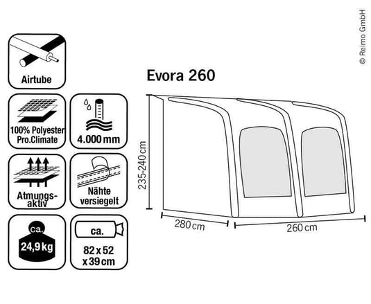 Tenda da sole per caravan Evora PRO CLIMATE, traspirante 900009