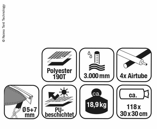 Tenda gonfiabile per camper CASA AIR, grigio chiaro/grigio chiaro/grigio, incl. 900015