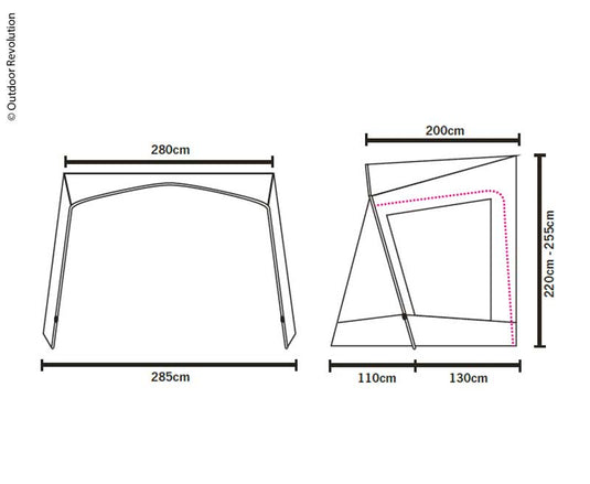 Tendalino TECH-LINE Canopy Midline 280x240, altezza 220-255 cm 900162