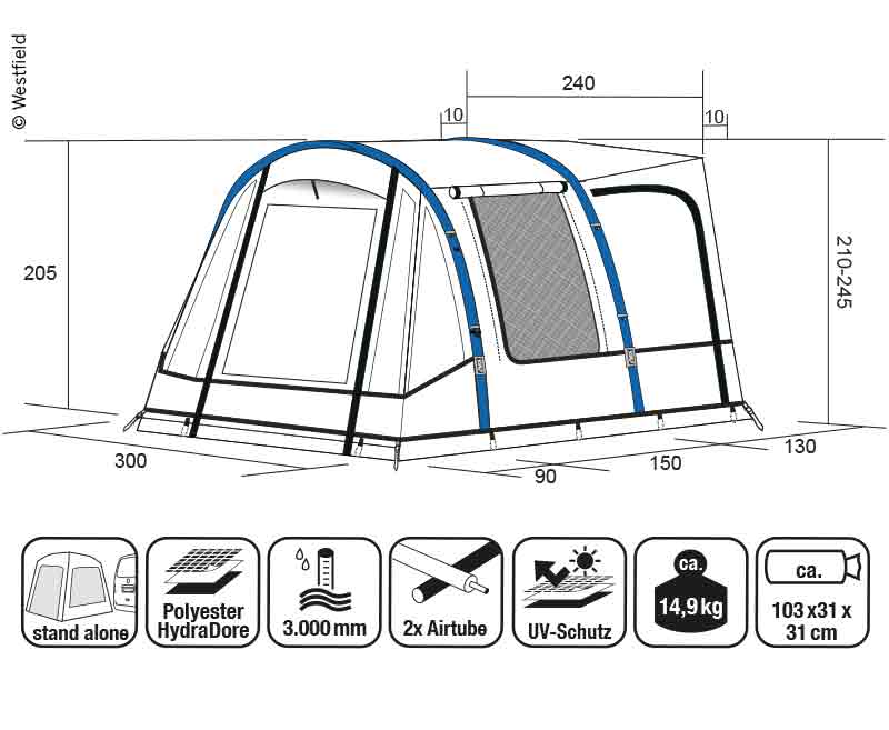 Carica immagine in Galleria Viewer, Tenda da sole per camper Hydra 300 Alta, altezza del veicolo 210-245cm 903725
