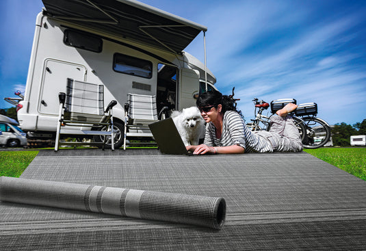 Tappeto per tende da sole, tappeto tenda 200g, grigio/bianco, 2,5x3m 904015