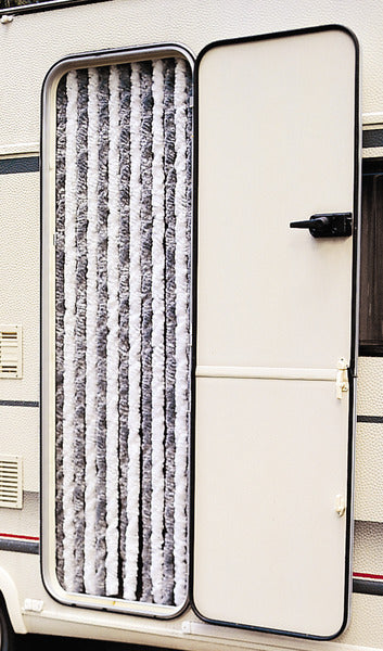 Load image into Gallery viewer, Tenda in velcro 100x200cm grigio/bianco per tende da sole o porte balcone 91243
