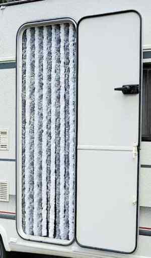 Load image into Gallery viewer, Tenda Fluff 56x185 grigio/bianco per porte caravan 91263
