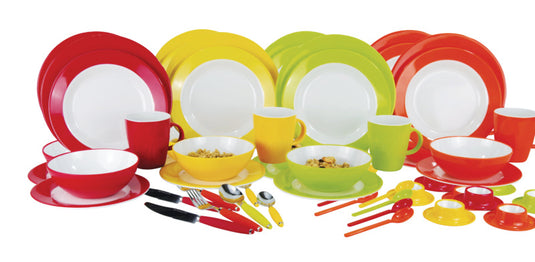 Set di piatti in melamina Rainbow, 12 pz. per 4 persone, rosso, arancione, giallo + verde limegreen 917049