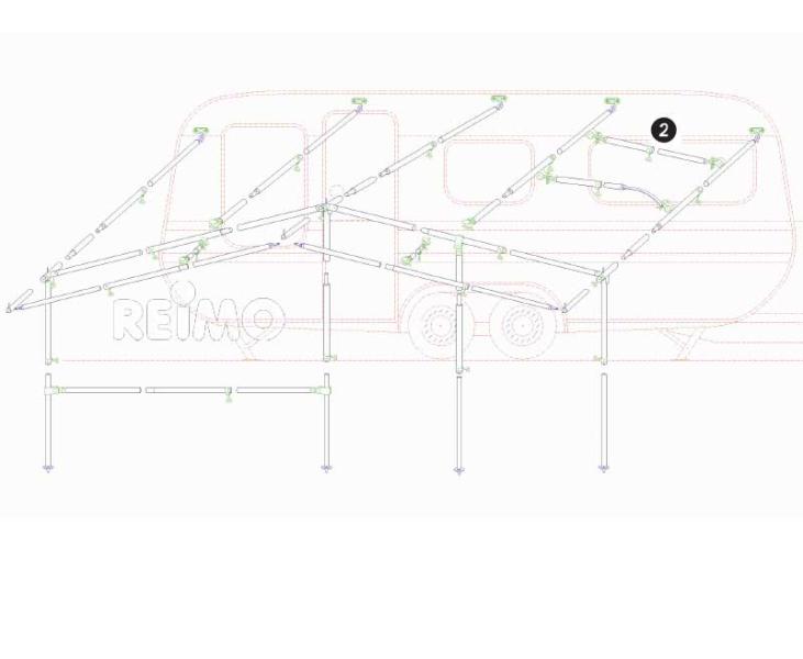 Load image into Gallery viewer, Barra di tensionamento/supporto per tetto 185-260cm, 3 parti 91810
