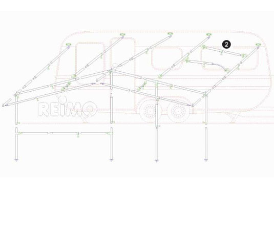 Barra di tensionamento/supporto per tetto 185-260cm, 3 parti 91810