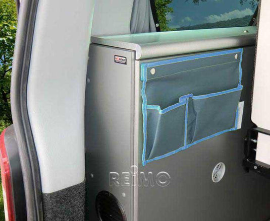 Organizer per auto con 2 tasche e chiusura a scatto, grigio/blu. Circa 39xH25cm L39xH25cm 919231