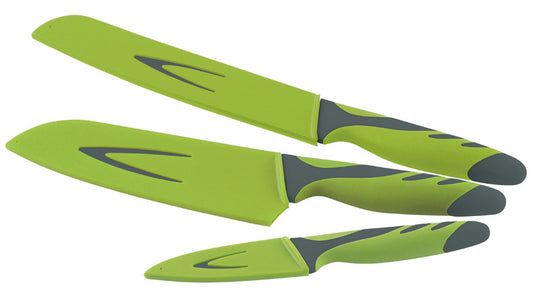 set di coltelli VERDE, 3 pezzi, composto da coltello per affettare, coltello da pane e coltello santoku 92168