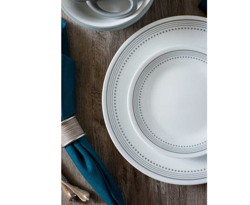 Load image into Gallery viewer, Set di stoviglie CORELLE MYSTIC GREY, 12 pezzi, per 4 persone, indistruttibile 923191
