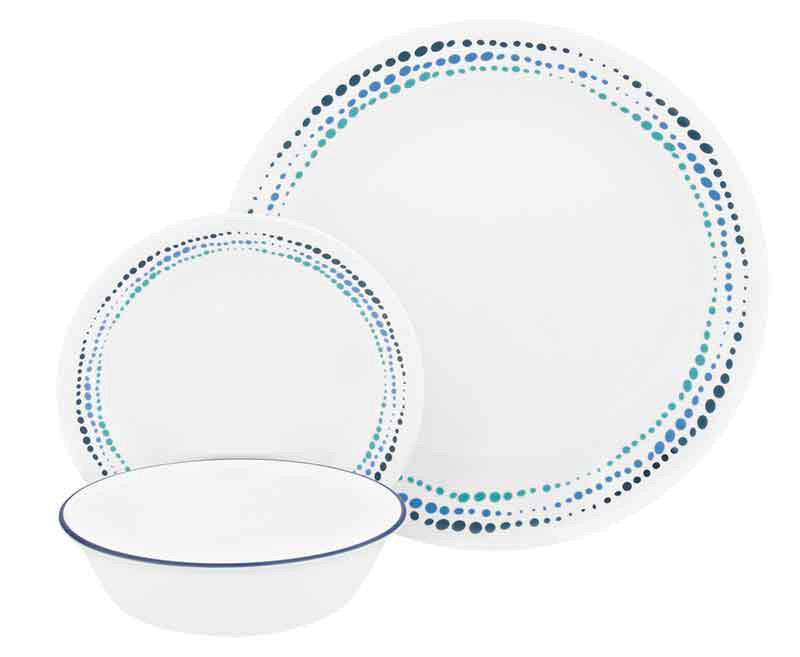 Load image into Gallery viewer, Set stoviglie CORELLE OCEAN BLUES, 12 pezzi, per 4 persone, indistruttibile 923192
