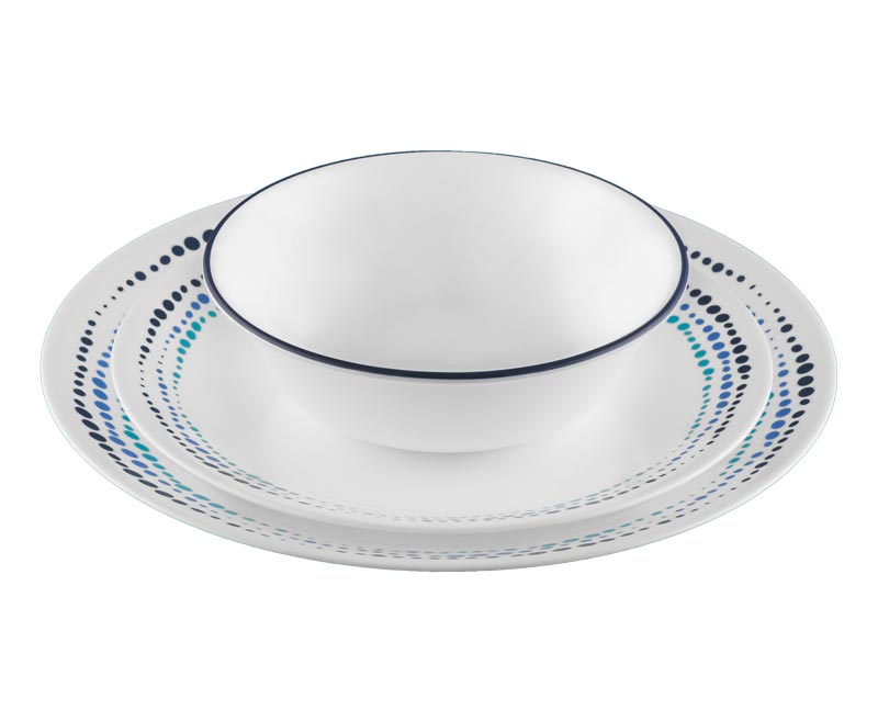 Load image into Gallery viewer, Set stoviglie CORELLE OCEAN BLUES, 12 pezzi, per 4 persone, indistruttibile 923192
