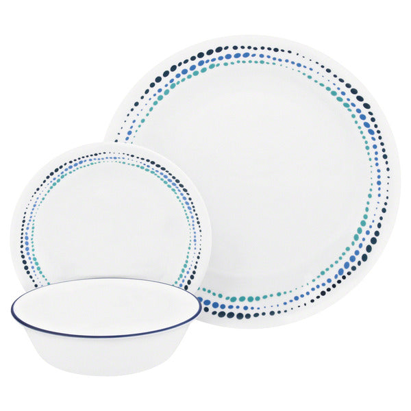 Load image into Gallery viewer, Set stoviglie CORELLE OCEAN BLUES, 12 pezzi, per 4 persone, indistruttibile 923192
