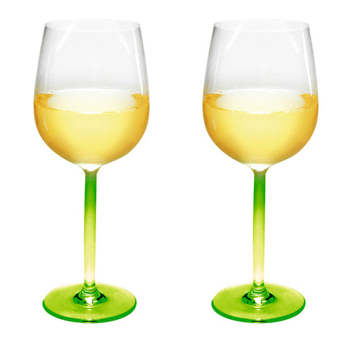 Bicchieri da vino in plastica Tarifa 370ml, stelo verde, SAN, set da 2 929071