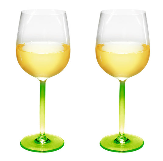 Bicchieri da vino in plastica Tarifa 370ml, stelo verde, SAN, set da 2 929071