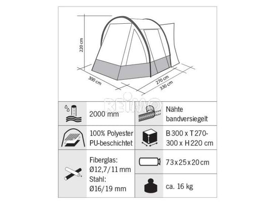 Tenda da sole per autobus Easy 2 con pavimento ad aggancio 93654