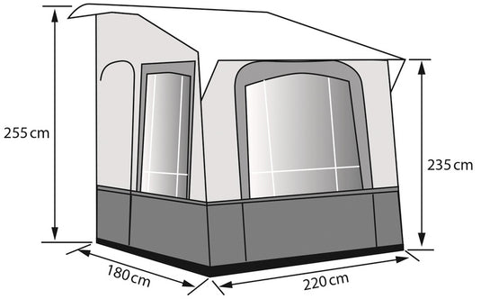 Tenda da sole invernale Cortina 2 per roulotte, pali in acciaio 93689