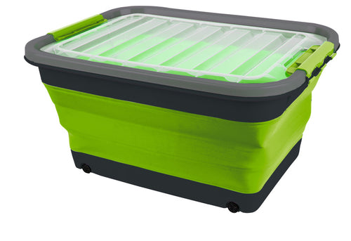 Scatola portaoggetti 30l pieghevole con coperchio e ruote, 54,5 x 39,7 x 9,6 / 27,5 cm 940292