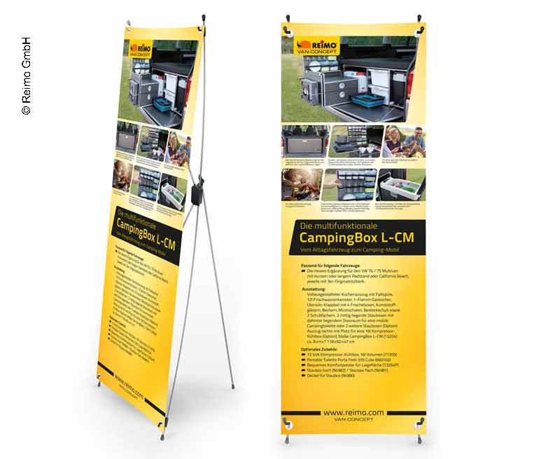 Load image into Gallery viewer, X-Banner - Motivo: Reimo Campingbox M, Tedesco, Dimensioni: 60x180cm 953502
