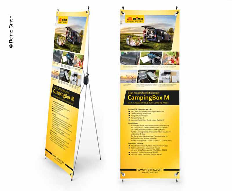 Load image into Gallery viewer, X-Banner - Motivo: Reimo Campingbox M, Tedesco, Dimensioni: 60x180cm 95350
