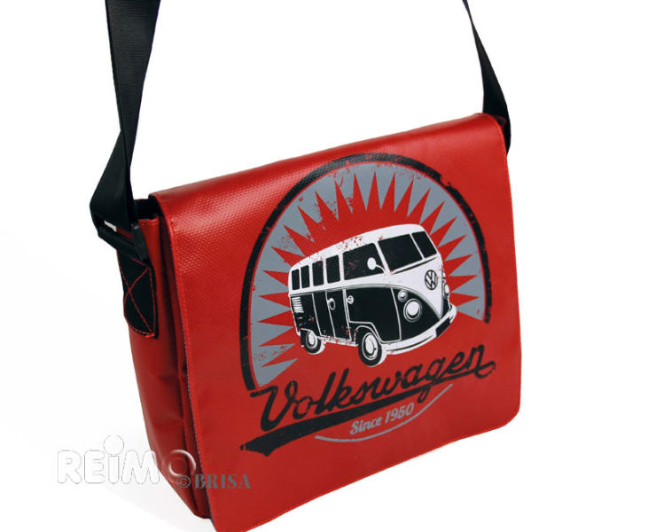 Load image into Gallery viewer, Borsa a tracolla VW Collection &quot;Bulli&quot;, in telone camion, 28x23x23x7cm, rosso 955173
