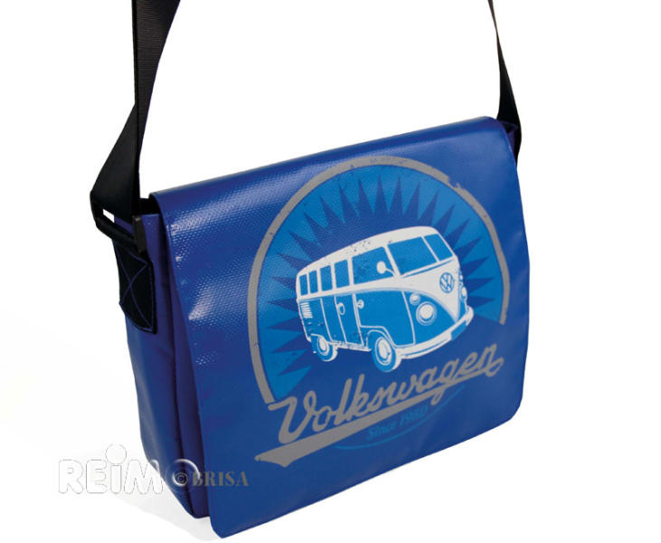 Carica immagine in Galleria Viewer, Borsa a tracolla VW Collection &quot;Bulli&quot;, in telone camion, 28x23x23x7cm, blu 955174
