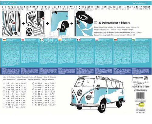 Collezione VW Collezione VW Bulli muro tatuaggio, Samba classico blu, 180 x 120 cm 95564