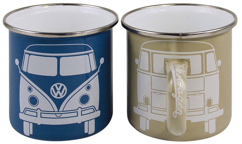 Load image into Gallery viewer, Coppe in smalto della collezione VW blu+grigio 2er Set 955801
