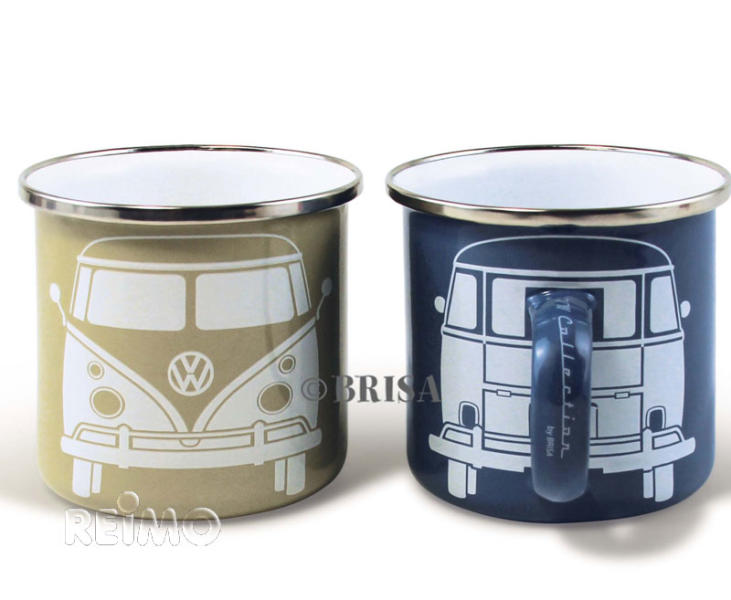 Load image into Gallery viewer, Coppe in smalto della collezione VW blu+grigio 2er Set 955801
