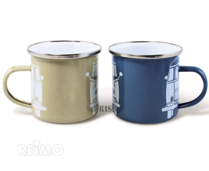 Load image into Gallery viewer, Coppe in smalto della collezione VW blu+grigio 2er Set 955801
