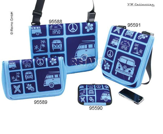 Borsa a tracolla VW Collection, a croce, stile Sufer, blu, neoprene, 28x27x10cm 95588