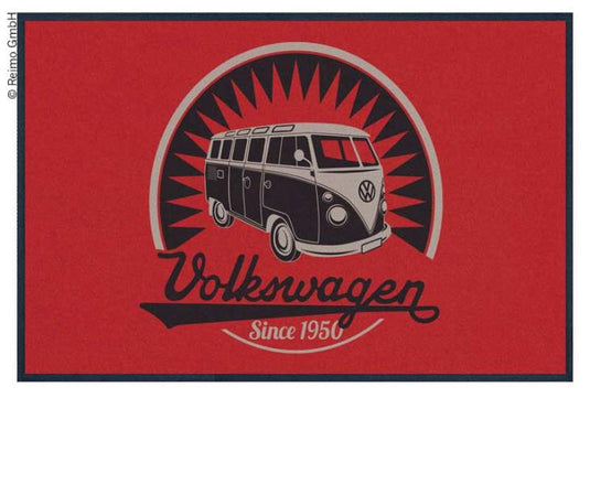 VW Collection Bulli door mat, rosso VINTAGE BUS LOGO BUS, 75x50cm, 100%nylon 95703