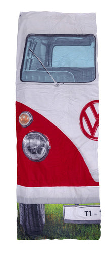 VW Collection sacco a pelo singolo VW T1 rosso, 180x75 cm 957063