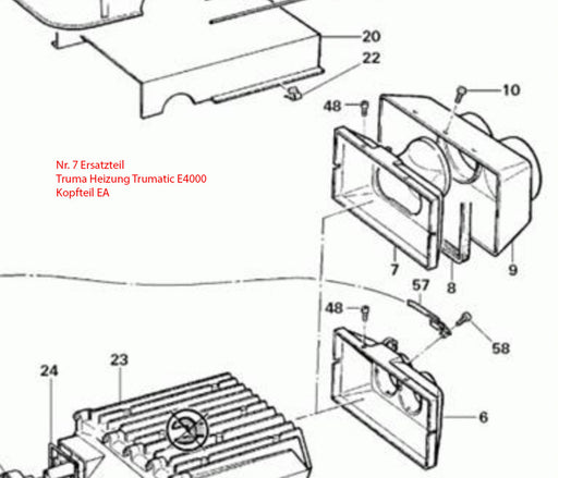 Ricambi Riscaldatore Truma Riscaldatore Trumatic E4000 Parte testa EA E054