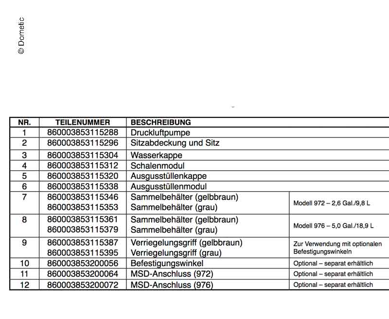 Load image into Gallery viewer, Serbatoio delle acque reflue per la toilette da campeggio Dometic 972/974 E8340

